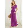 imageGRECERELLE Women Summer Casual Maxi Long Dress Short Sleeve Crew Neck with Pockets Size S3XLRose Purple