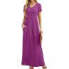 imageGRECERELLE Women Summer Casual Maxi Long Dress Short Sleeve Crew Neck with Pockets Size S3XLRose Purple