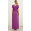 imageGRECERELLE Women Summer Casual Maxi Long Dress Short Sleeve Crew Neck with Pockets Size S3XLRose Purple
