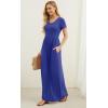 imageGRECERELLE Women Summer Casual Maxi Long Dress Short Sleeve Crew Neck with Pockets Size S3XLRoyal Blue