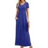 imageGRECERELLE Women Summer Casual Maxi Long Dress Short Sleeve Crew Neck with Pockets Size S3XLRoyal Blue