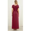 imageGRECERELLE Women Summer Casual Maxi Long Dress Short Sleeve Crew Neck with Pockets Size S3XLWine Red
