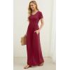 imageGRECERELLE Women Summer Casual Maxi Long Dress Short Sleeve Crew Neck with Pockets Size S3XLWine Red