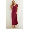 imageGRECERELLE Women Summer Casual Maxi Long Dress Short Sleeve Crew Neck with Pockets Size S3XLWine Red
