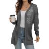 imageGRECERELLE Lightweight Cardigan Sweaters for Women Crochet Knit Open Front Long Sleeve Loose Casual Boho Summer Beach CoverupCharcoal