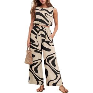 imageGRECERELLE Two Piece Sets for Women Sleeveless Crop Top Wide Leg Pants Sweat Set for Women Tracksuits 2026 SummerApricot Ripple