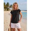 imageGRECERELLE Womens Summer Tops Cap Sleeve Basic Tee Shirts Casual Tank Top Loose Crew Neck 2026 Trendy Clothes S2XLAblack