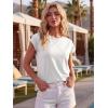 imageGRECERELLE Womens Summer Tops Cap Sleeve Basic Tee Shirts Casual Tank Top Loose Crew Neck 2026 Trendy Clothes S2XLAwhite