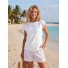 imageGRECERELLE Womens Summer Tops Cap Sleeve Basic Tee Shirts Casual Tank Top Loose Crew Neck 2026 Trendy Clothes S2XLAwhite