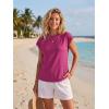 imageGRECERELLE Womens Summer Tops Cap Sleeve Basic Tee Shirts Casual Tank Top Loose Crew Neck 2026 Trendy Clothes S2XLHot Pink