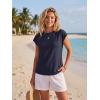 imageGRECERELLE Womens Summer Tops Cap Sleeve Basic Tee Shirts Casual Tank Top Loose Crew Neck 2026 Trendy Clothes S2XLNavy Blue
