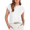 imageGRECERELLE Womens Summer Tops Cap Sleeve Basic Tee Shirts Casual Tank Top Loose Crew Neck 2026 Trendy Clothes S2XLAwhite