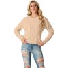 imageGRECERELLE Womens 2026 Fall amp Winter Fashion Sweater Crewneck Long Sleeve Cable Knit Chunky Vintage Casual Pullover TopsApricot