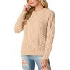 imageGRECERELLE Womens 2026 Fall amp Winter Fashion Sweater Crewneck Long Sleeve Cable Knit Chunky Vintage Casual Pullover TopsApricot