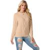 imageGRECERELLE Womens 2026 Fall amp Winter Fashion Sweater Crewneck Long Sleeve Cable Knit Chunky Vintage Casual Pullover TopsApricot