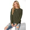 imageGRECERELLE Womens 2026 Fall amp Winter Fashion Sweater Crewneck Long Sleeve Cable Knit Chunky Vintage Casual Pullover TopsArmy Green