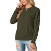 imageGRECERELLE Womens 2026 Fall amp Winter Fashion Sweater Crewneck Long Sleeve Cable Knit Chunky Vintage Casual Pullover TopsArmy Green