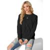 imageGRECERELLE Womens 2026 Fall amp Winter Fashion Sweater Crewneck Long Sleeve Cable Knit Chunky Vintage Casual Pullover TopsBlack