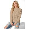 imageGRECERELLE Womens 2026 Fall amp Winter Fashion Sweater Crewneck Long Sleeve Cable Knit Chunky Vintage Casual Pullover TopsCamel