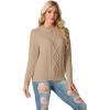 imageGRECERELLE Womens 2026 Fall amp Winter Fashion Sweater Crewneck Long Sleeve Cable Knit Chunky Vintage Casual Pullover TopsCamel