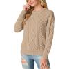 imageGRECERELLE Womens 2026 Fall amp Winter Fashion Sweater Crewneck Long Sleeve Cable Knit Chunky Vintage Casual Pullover TopsCamel