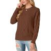 imageGRECERELLE Womens 2026 Fall amp Winter Fashion Sweater Crewneck Long Sleeve Cable Knit Chunky Vintage Casual Pullover TopsCoffee