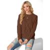 imageGRECERELLE Womens 2026 Fall amp Winter Fashion Sweater Crewneck Long Sleeve Cable Knit Chunky Vintage Casual Pullover TopsCoffee