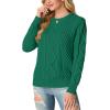 imageGRECERELLE Womens 2026 Fall amp Winter Fashion Sweater Crewneck Long Sleeve Cable Knit Chunky Vintage Casual Pullover TopsDark Green