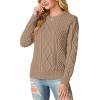 imageGRECERELLE Womens 2026 Fall amp Winter Fashion Sweater Crewneck Long Sleeve Cable Knit Chunky Vintage Casual Pullover TopsKhaki