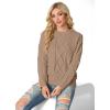 imageGRECERELLE Womens 2026 Fall amp Winter Fashion Sweater Crewneck Long Sleeve Cable Knit Chunky Vintage Casual Pullover TopsKhaki