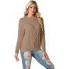 imageGRECERELLE Womens 2026 Fall amp Winter Fashion Sweater Crewneck Long Sleeve Cable Knit Chunky Vintage Casual Pullover TopsKhaki
