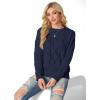 imageGRECERELLE Womens 2026 Fall amp Winter Fashion Sweater Crewneck Long Sleeve Cable Knit Chunky Vintage Casual Pullover TopsNavy Blue