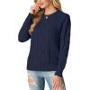 imageGRECERELLE Womens 2026 Fall amp Winter Fashion Sweater Crewneck Long Sleeve Cable Knit Chunky Vintage Casual Pullover TopsNavy Blue