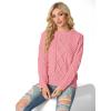 imageGRECERELLE Womens 2026 Fall amp Winter Fashion Sweater Crewneck Long Sleeve Cable Knit Chunky Vintage Casual Pullover TopsPink