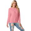 imageGRECERELLE Womens 2026 Fall amp Winter Fashion Sweater Crewneck Long Sleeve Cable Knit Chunky Vintage Casual Pullover TopsPink