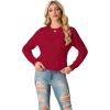 imageGRECERELLE Womens 2026 Fall amp Winter Fashion Sweater Crewneck Long Sleeve Cable Knit Chunky Vintage Casual Pullover TopsRed