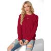 imageGRECERELLE Womens 2026 Fall amp Winter Fashion Sweater Crewneck Long Sleeve Cable Knit Chunky Vintage Casual Pullover TopsRed