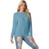 imageGRECERELLE Womens 2026 Fall amp Winter Fashion Sweater Crewneck Long Sleeve Cable Knit Chunky Vintage Casual Pullover TopsSky Blue