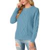 imageGRECERELLE Womens 2026 Fall amp Winter Fashion Sweater Crewneck Long Sleeve Cable Knit Chunky Vintage Casual Pullover TopsSky Blue