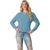 imageGRECERELLE Womens 2026 Fall amp Winter Fashion Sweater Crewneck Long Sleeve Cable Knit Chunky Vintage Casual Pullover TopsSky Blue