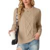 imageGRECERELLE Womens 2026 Fall amp Winter Fashion Sweater Crewneck Long Sleeve Cable Knit Chunky Vintage Casual Pullover TopsCamel