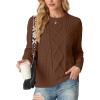 imageGRECERELLE Womens 2026 Fall amp Winter Fashion Sweater Crewneck Long Sleeve Cable Knit Chunky Vintage Casual Pullover TopsCoffee