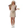 imageGRECERELLE 2026 Women Summer Casual 2 Piece Outfits Skort Sets Sleeveless VNeck Top amp Tennis Skirt with Pockets for AthleticOatmeal