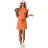 imageGRECERELLE 2026 Women Summer Casual 2 Piece Outfits Skort Sets Sleeveless VNeck Top amp Tennis Skirt with Pockets for AthleticVibrant Orange