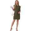 imageGRECERELLE 2026 Womens Summer Dresses Round Neck Sleeveless Tie Waist Casual Shirt Dress with PocketsArmy Green
