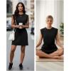imageGRECERELLE 2026 Womens Summer Dresses Round Neck Sleeveless Tie Waist Casual Shirt Dress with PocketsBlack