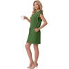 imageGRECERELLE 2026 Womens Summer Dresses Round Neck Sleeveless Tie Waist Casual Shirt Dress with PocketsDill Green