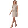 imageGRECERELLE 2026 Womens Summer Dresses Round Neck Sleeveless Tie Waist Casual Shirt Dress with PocketsOatmeal