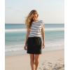 imageGRECERELLE 2026 Womens Summer Dresses Round Neck Sleeveless Tie Waist Casual Shirt Dress with PocketsWhite Black Stripe