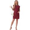 imageGRECERELLE 2026 Womens Summer Dresses Round Neck Sleeveless Tie Waist Casual Shirt Dress with PocketsWine Red